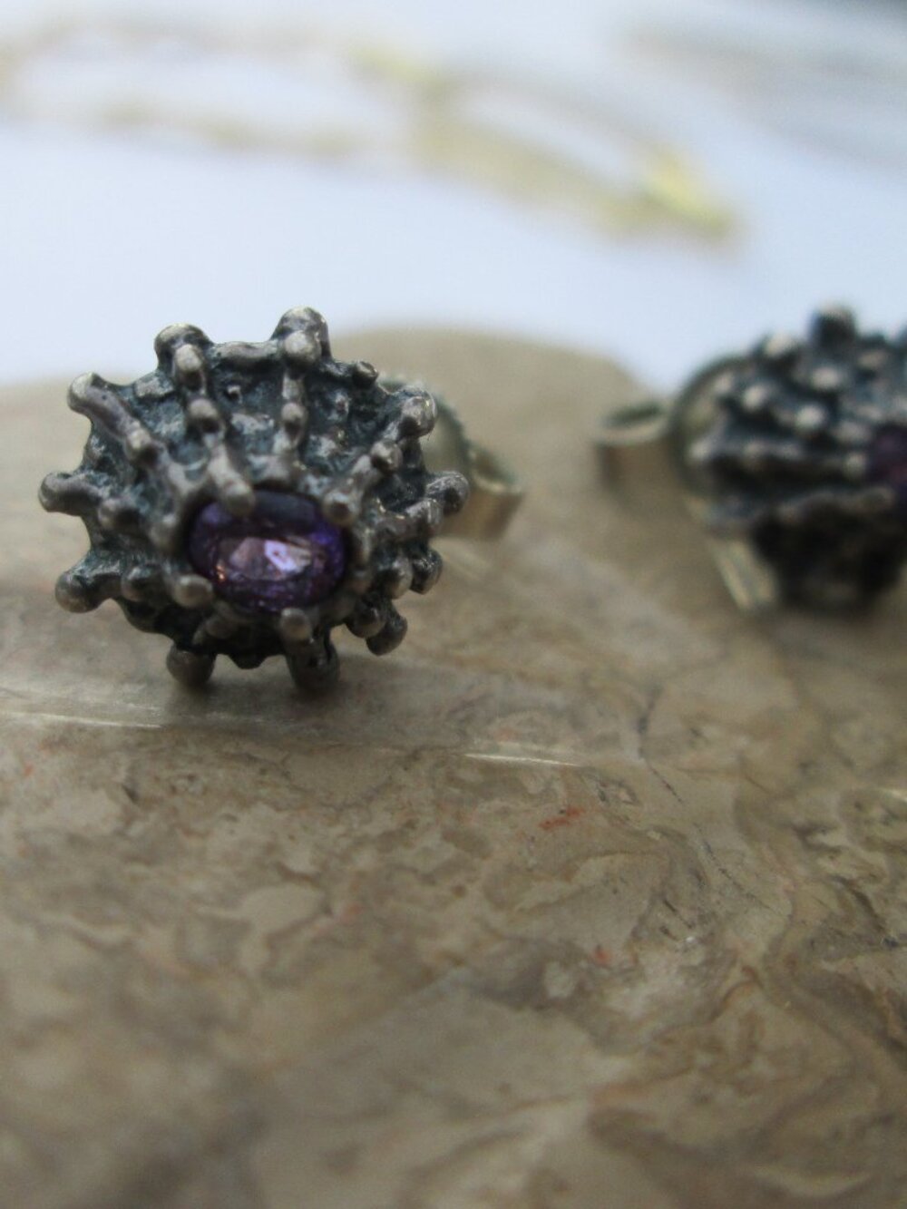 James Avery Amethyst stud sterling earrings rare firm price 60.00 - Picture 6 of 7